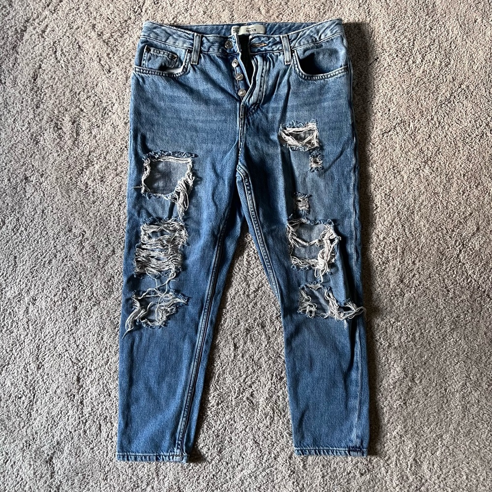 Topshop Moto Hayden Distressed Boyfriend Cut Jeans - Size 26